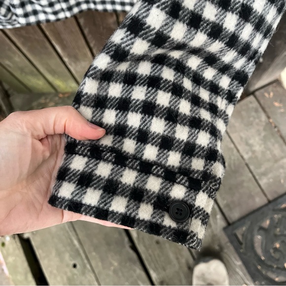 Talbots Wm’s Wool Blend Gingham Buffalo Plaid Black & White Button Jacket Sz 10P - Picture 5 of 16